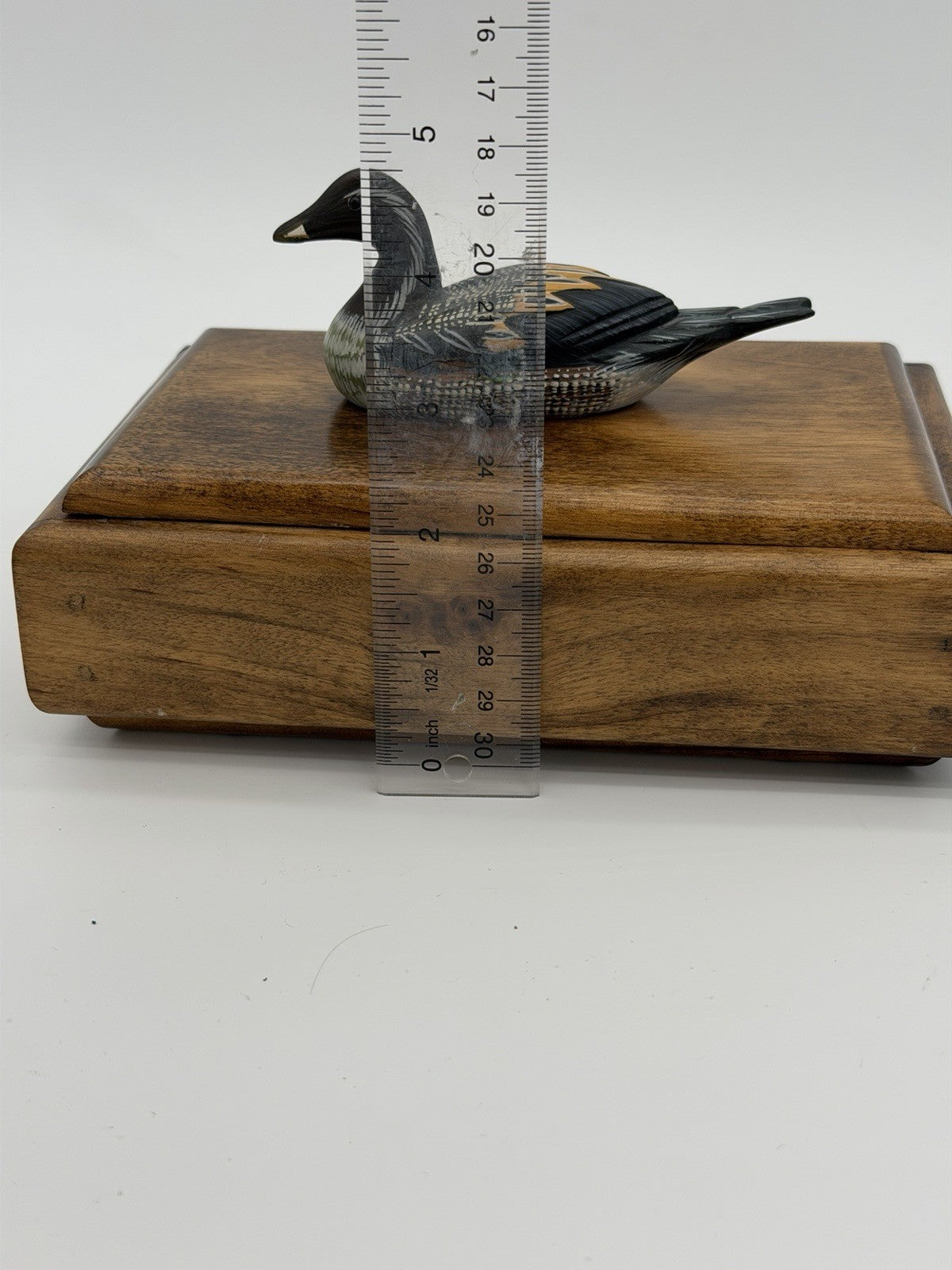 Folk Art Handmade Wooden Duck Decoy On It Trinket Box Vintage Solid
