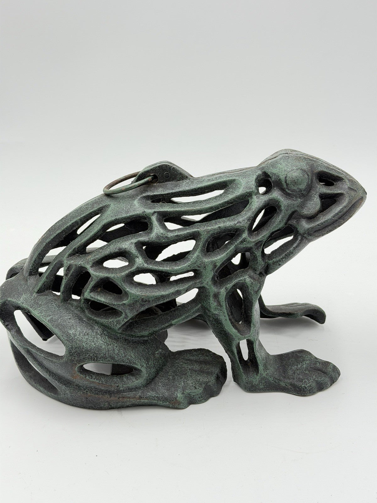 Vintage Cast Iron Japanese Frog Garden Lantern Zen Candle Holder Sculpture GUC
