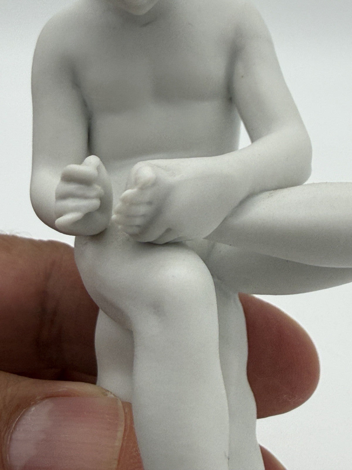 Antique parian ware seated boy Spinario Boy w/ Thorn white bisque 4” figurine