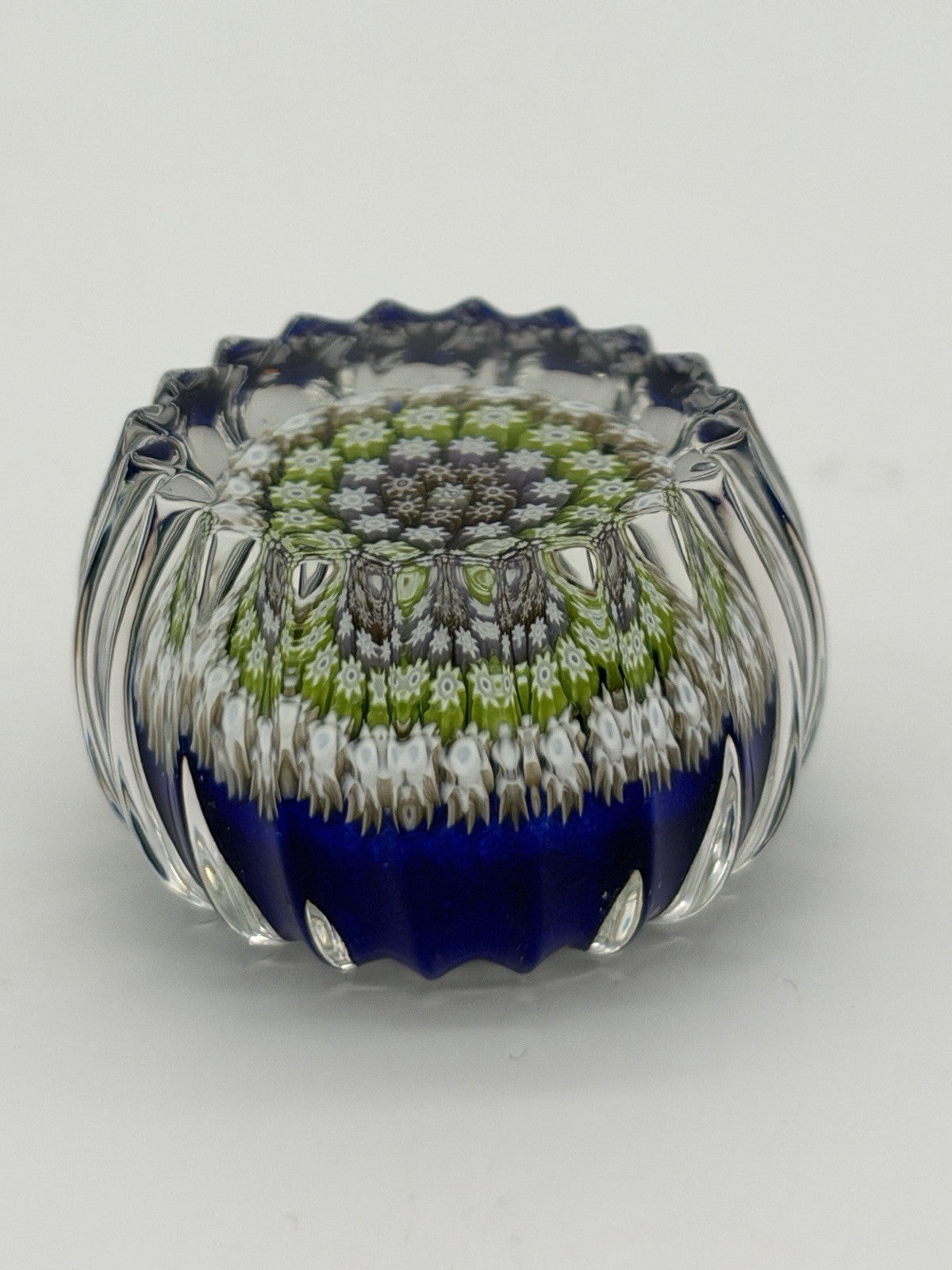 Vtg Perthshire Art Glass Paperweights Crieff Scotland Glass Millefiori 1” Blue