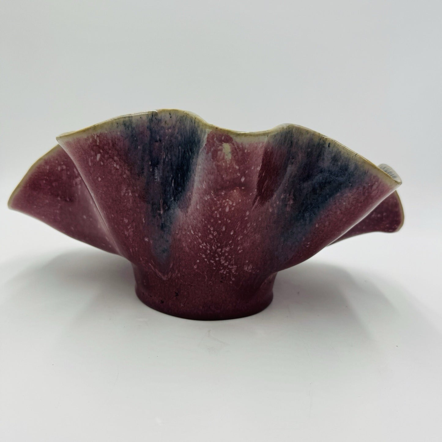 Studio Art Pottery Shell Large Candle Holder MCM Vintage Pink Purple Signed Rare