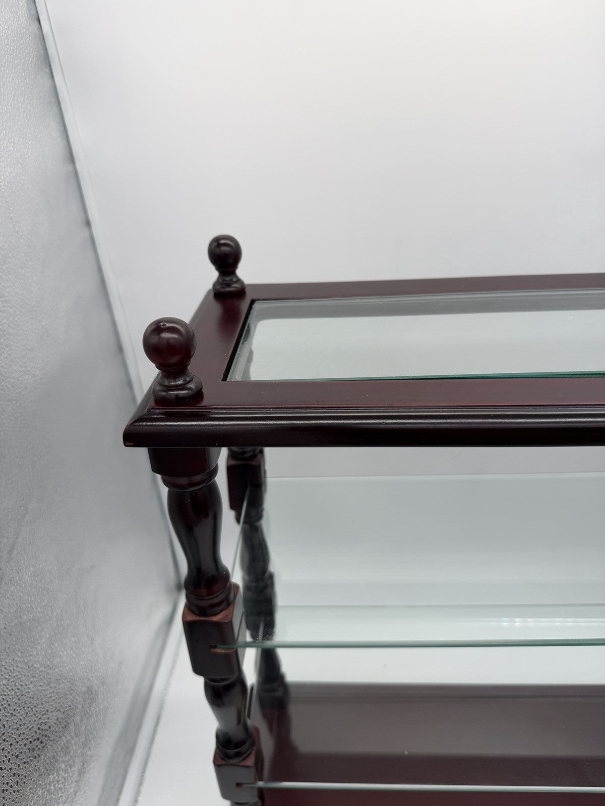 Vintage Thomas Pacconi Classics Wooden Mahogany Wall Shelf  Glass Display