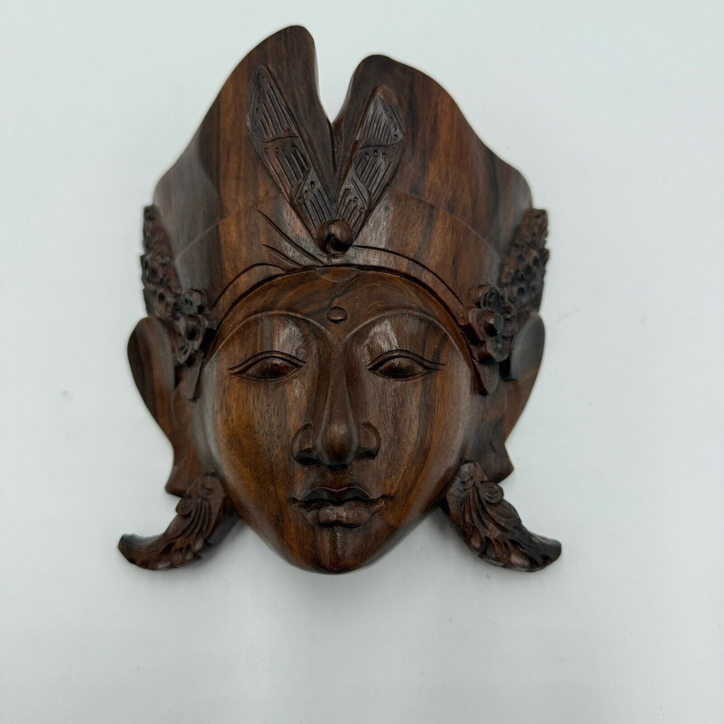 Vintage Balinese Hand Carved Wood Wall Sculpture Deity Goddess Janger Folk Art