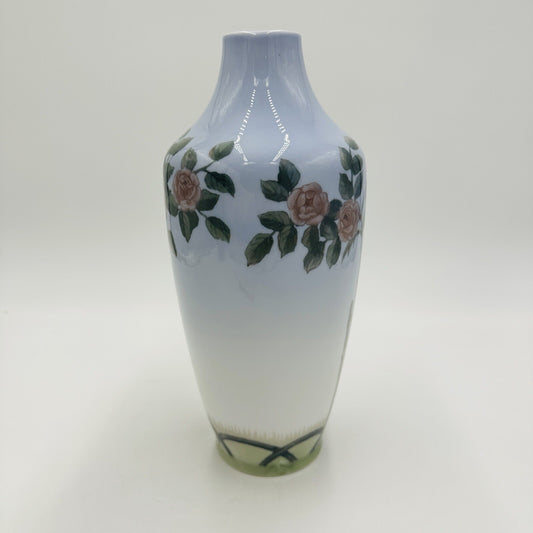 Royal Copenhagen Vase Roses Bush Porcelain Denmark Art Nouveau Vintage 203/231