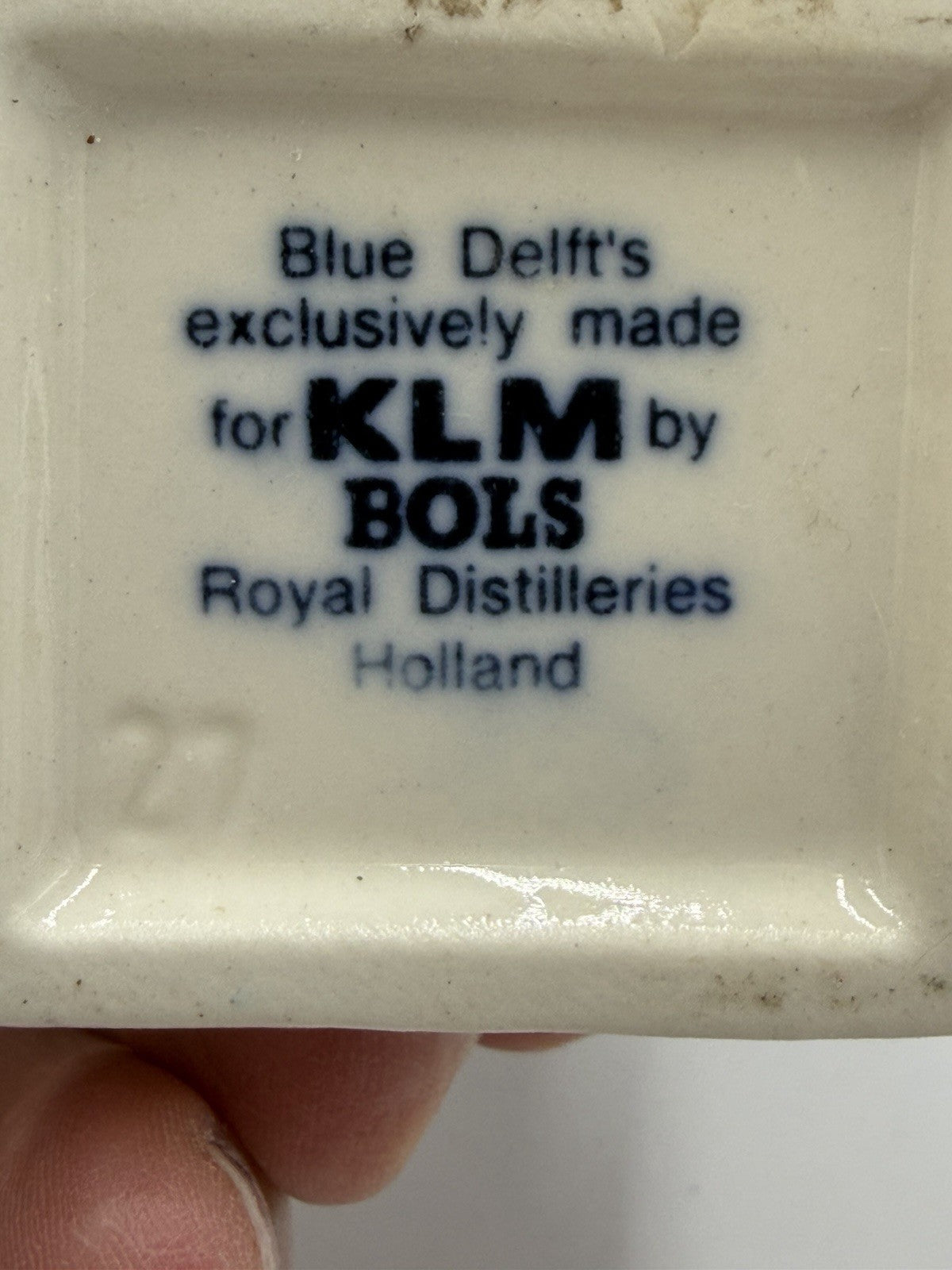 KLM Blue Delft Porcelain Empty Houses Decanters # 23 & 27 Figurines Netherlands