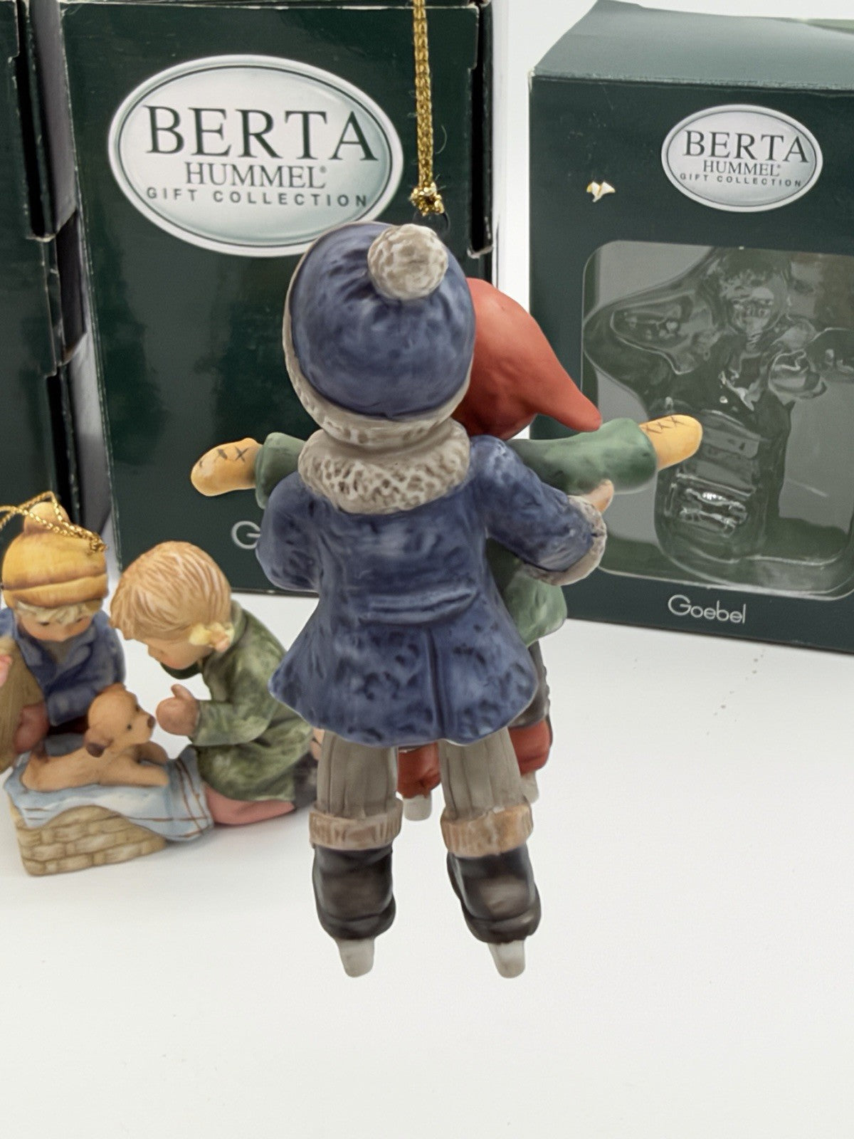 Goebel Berta Hummel Christmas Porcelain Painted Ornaments Set Boxed