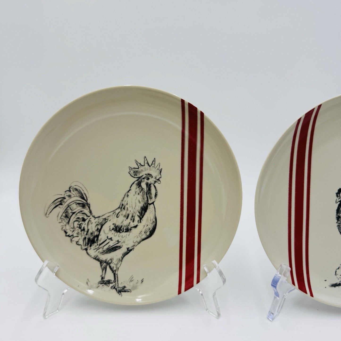 Creative Co-op M.Chad Barrett Chicken/Rooster salad Plates 8in 2 Pieces Rare