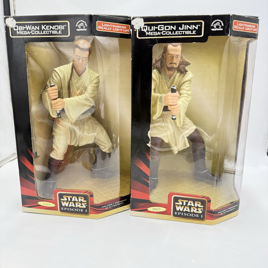 Star Wars Episode 1 Obi-Wan Kenobi /Qui-gon Jinn Mega Action Figurines 14”