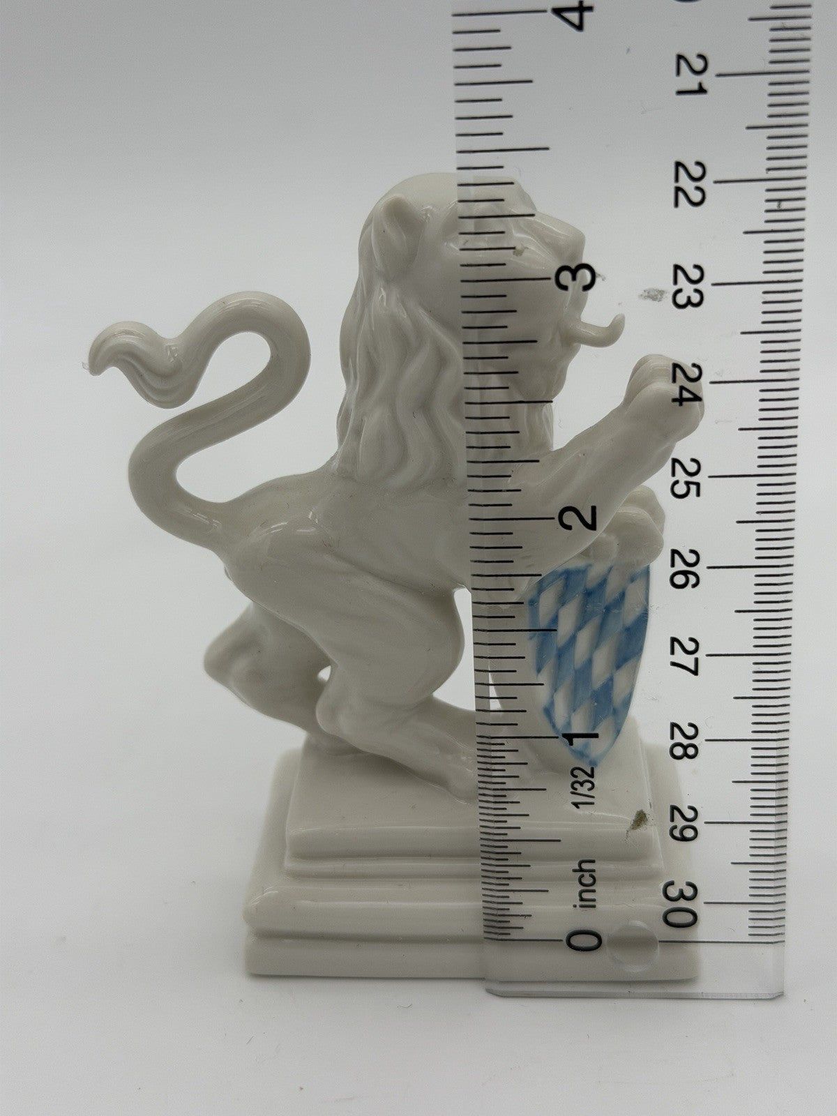 Antique Nymphenburg Porcelain Bavarian Lion Figurine With Flag 3.5” Germany