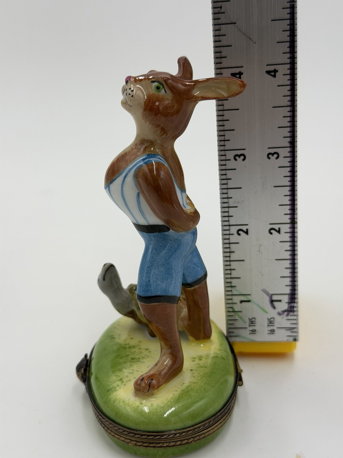 Rare Limoges France Porcelain Trinket Box Turtle & the Hare 4.2”H Painted Signed