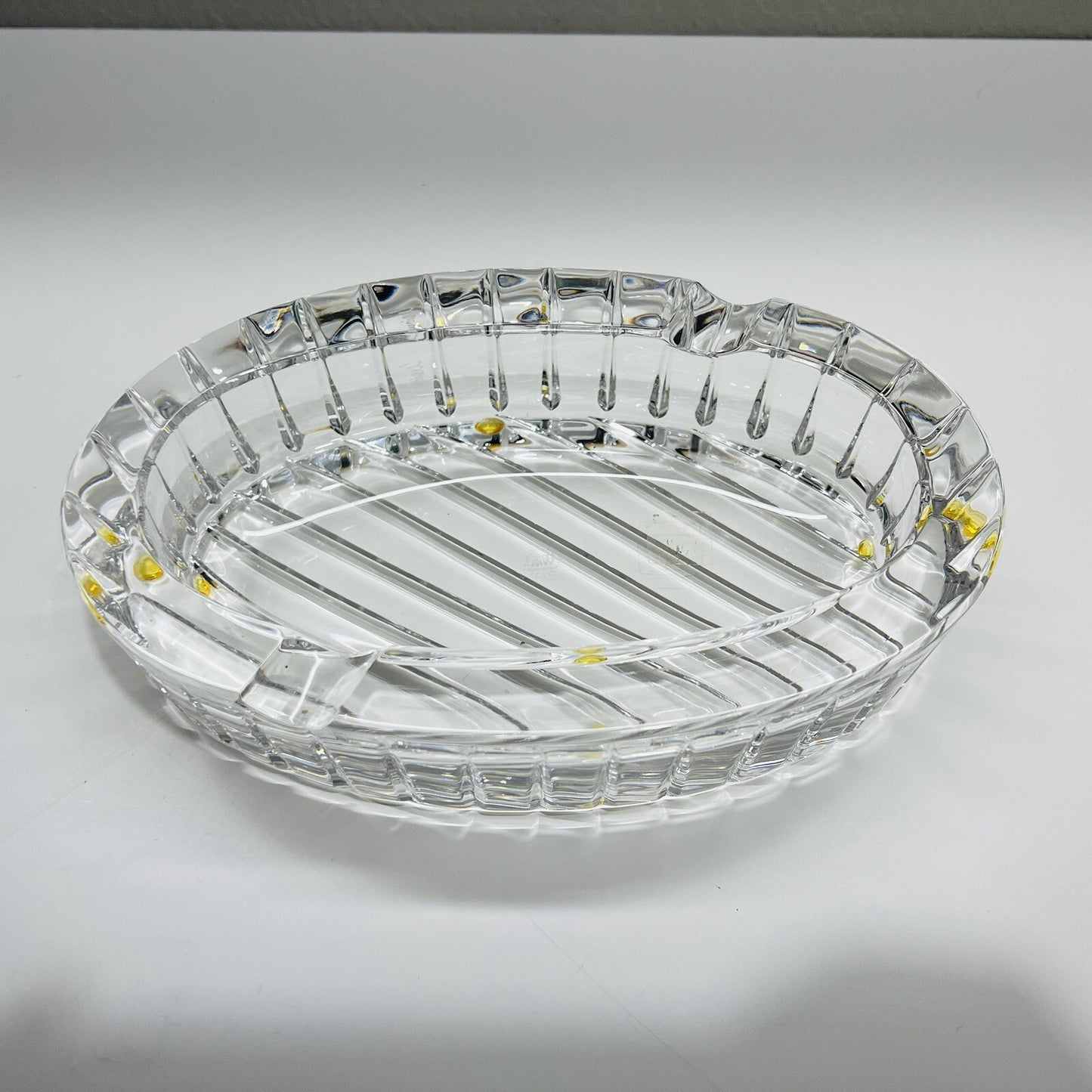 Mario Cioni Ashtray Crystal Glass Signed 7.5" L x 4.5" W x 1.75" H Made in Italy