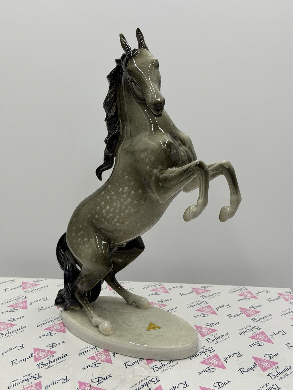 Vintage Royal DUX Bohemia Porcelain Horse Figurine 12”H Czech Republic W/box