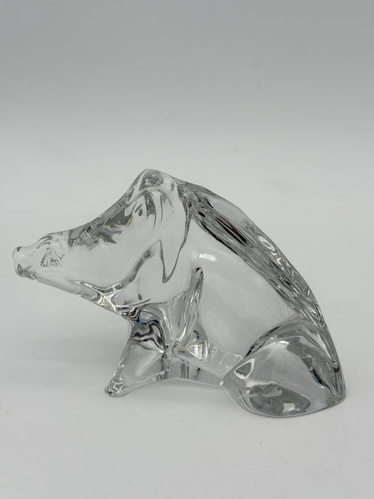 Baccarat France Crystal Boar Figurine Vintage Signed Zodiac Collection