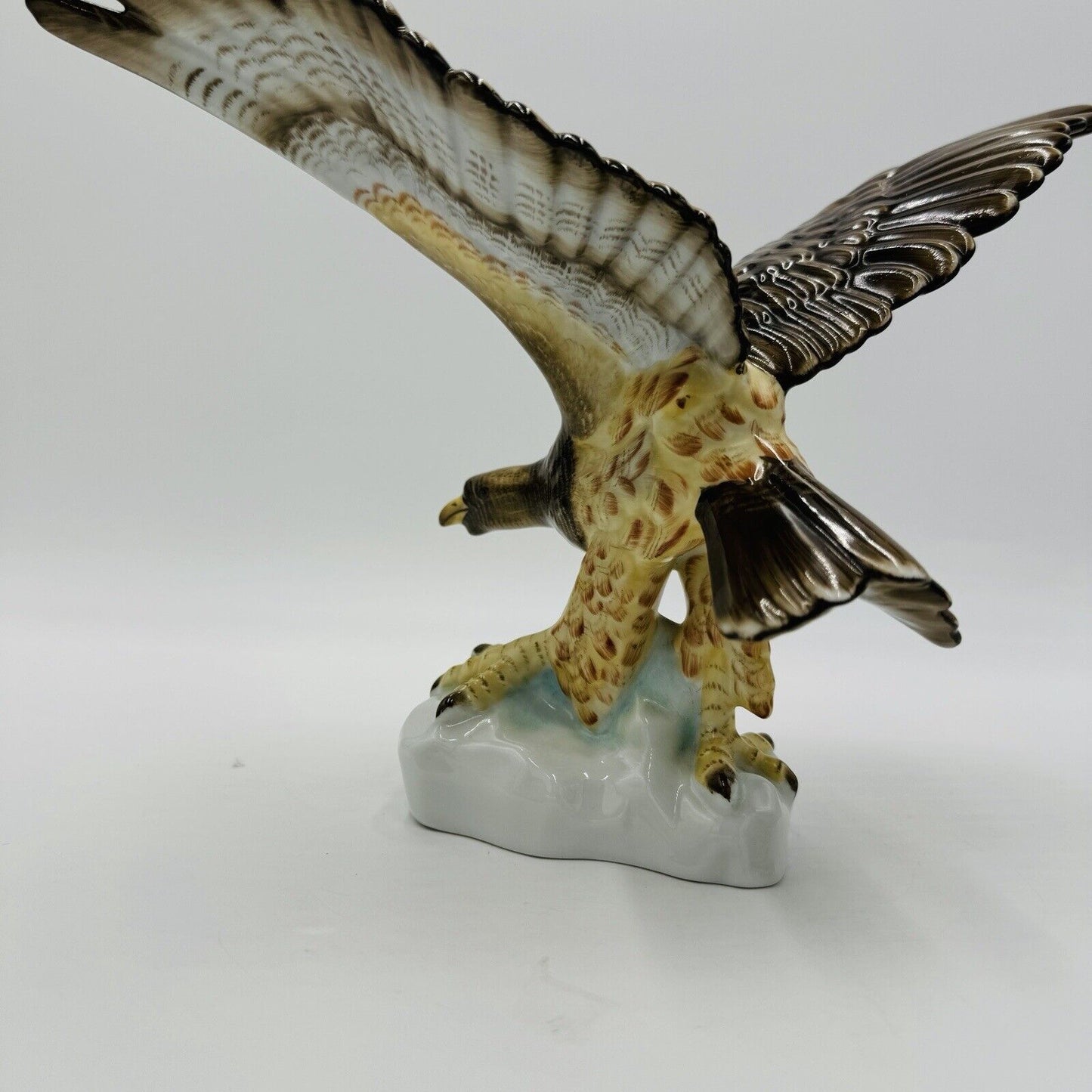 Herend Hungary Porcelain Turul Eagle on Rock Wings Spread Out Figurine 5057