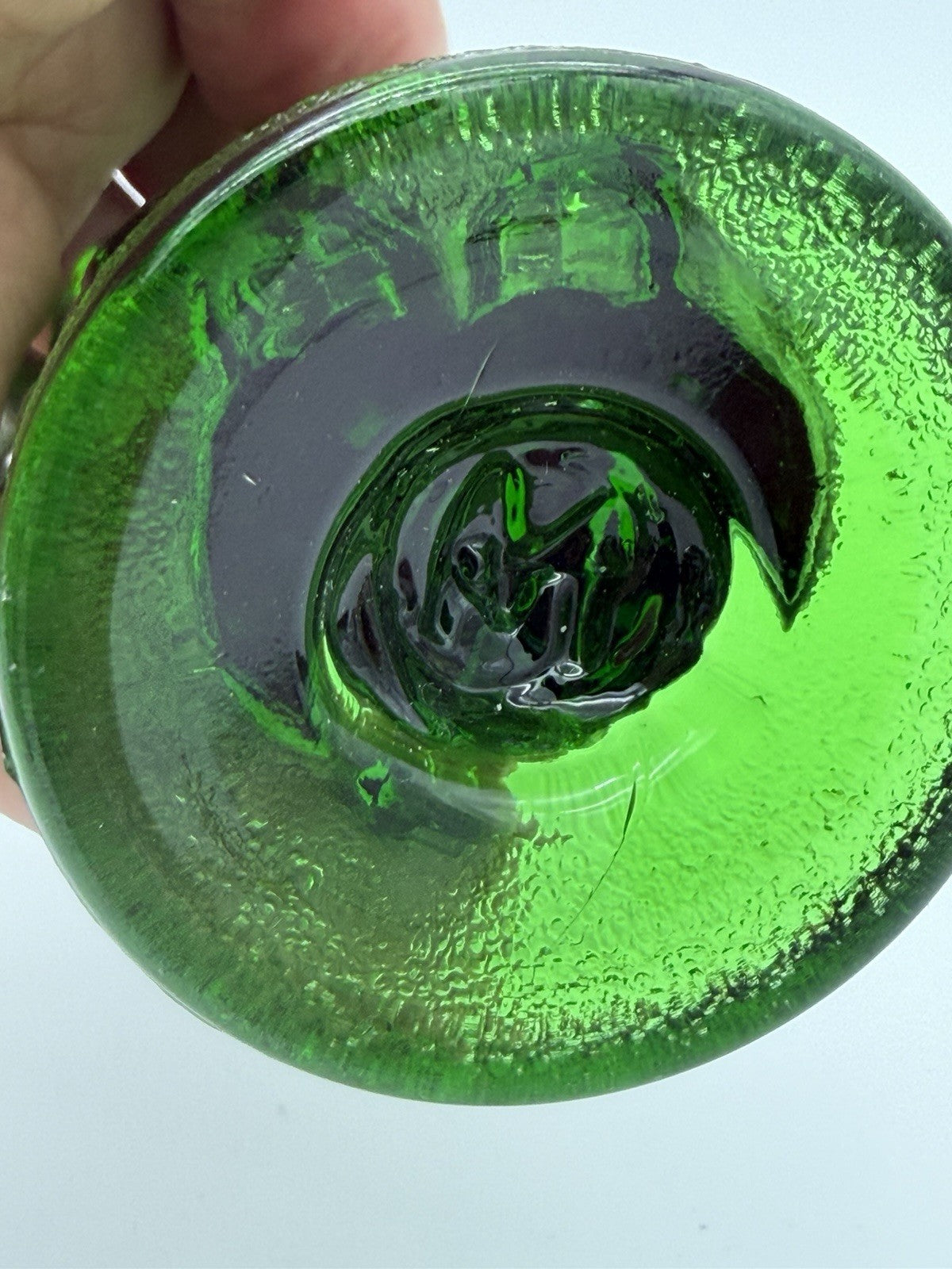 Mosser Art Glass Green Emerald Owl Figurine 3.5”H Etched Vintage Rare