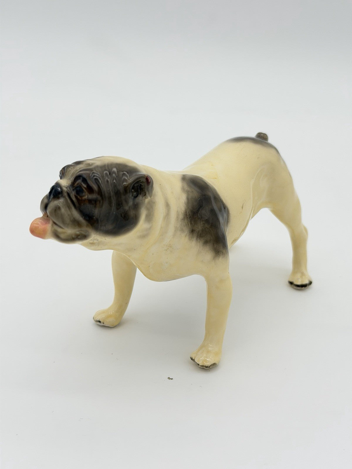Vintage Mortens Studio Bulldog Figurine W/ Original Sticker Dog Ceramic Painted