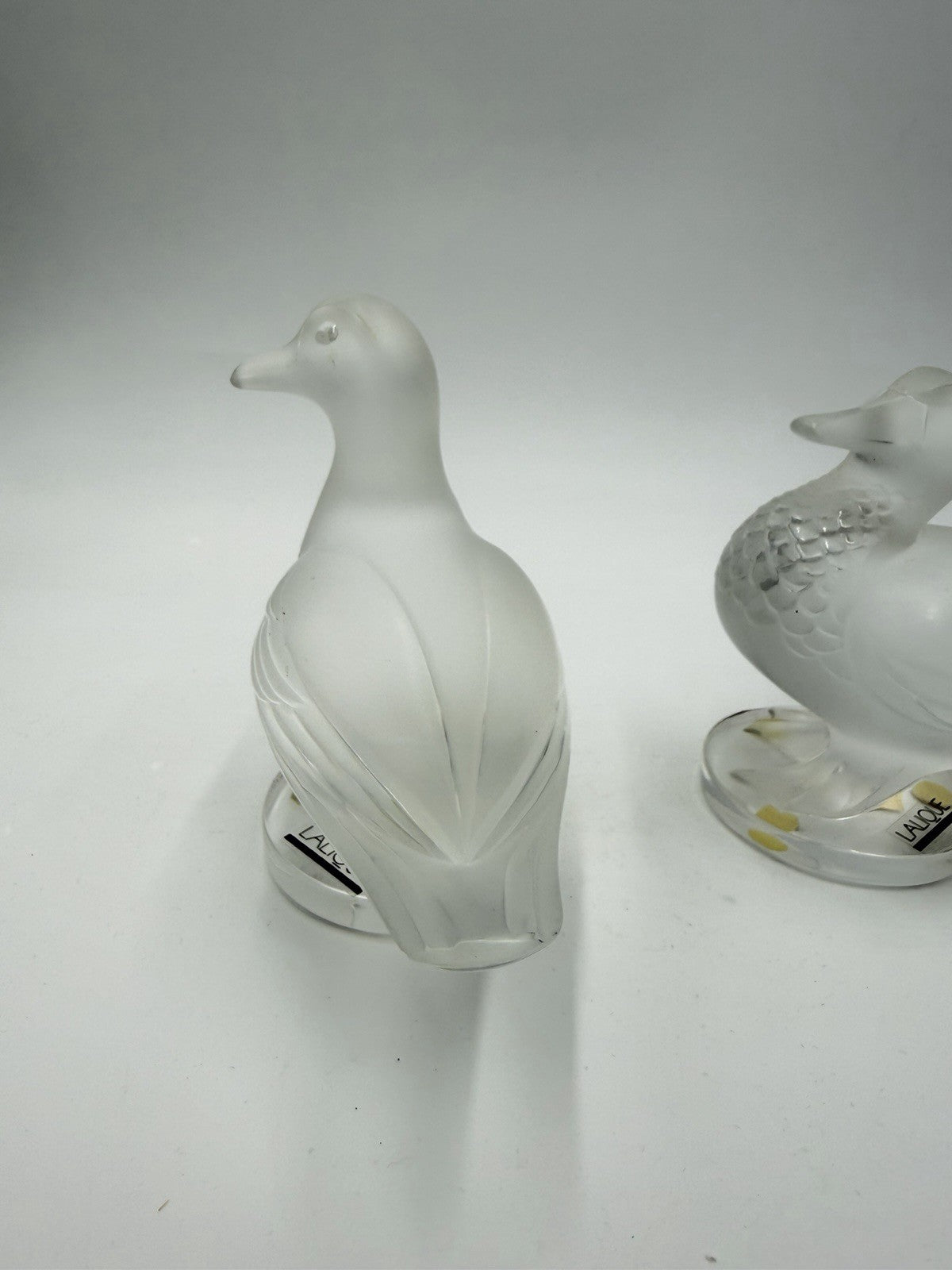 Lalique Paris France Crystal Duck Canard 2 Figurines 11657 & 11659 Vintage Pair