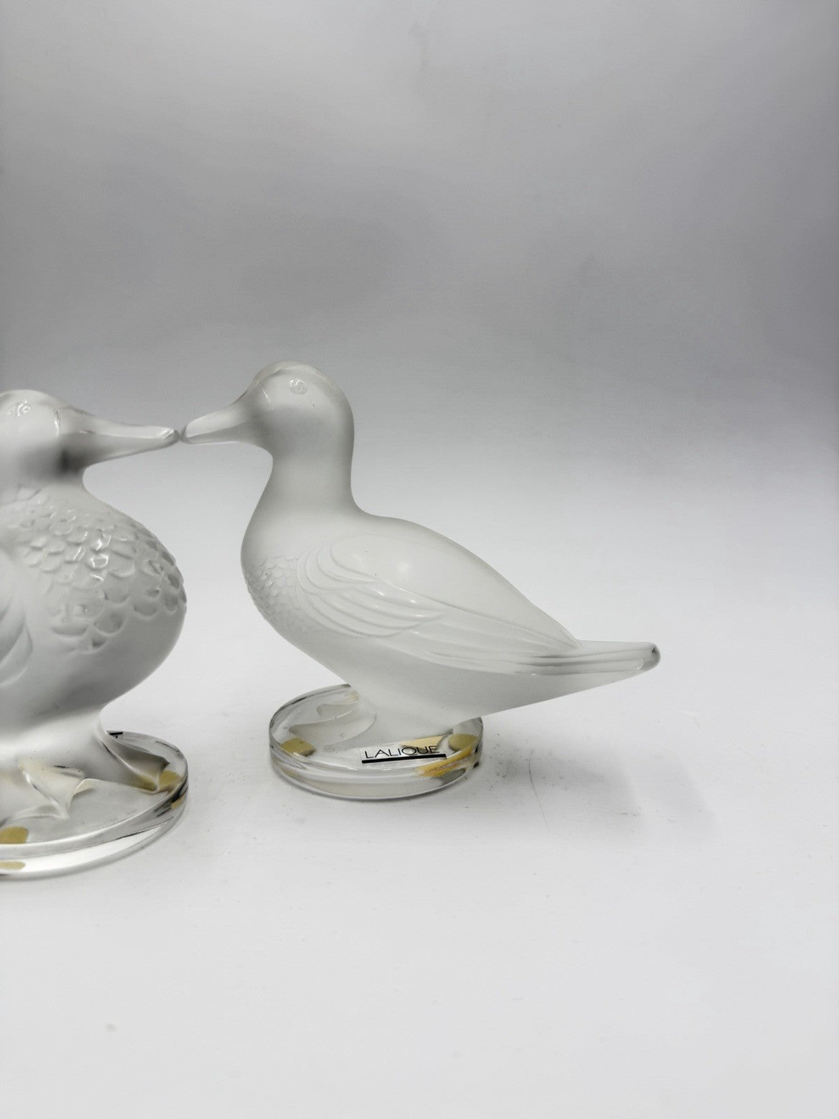 Lalique Paris France Crystal Duck Canard 2 Figurines 11657 & 11659 Vintage Pair