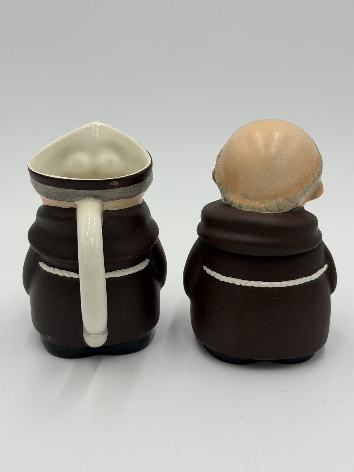 1950 Goebel West Germany Friar Tuck monk creamer & sugar bowl 4.5”H Set