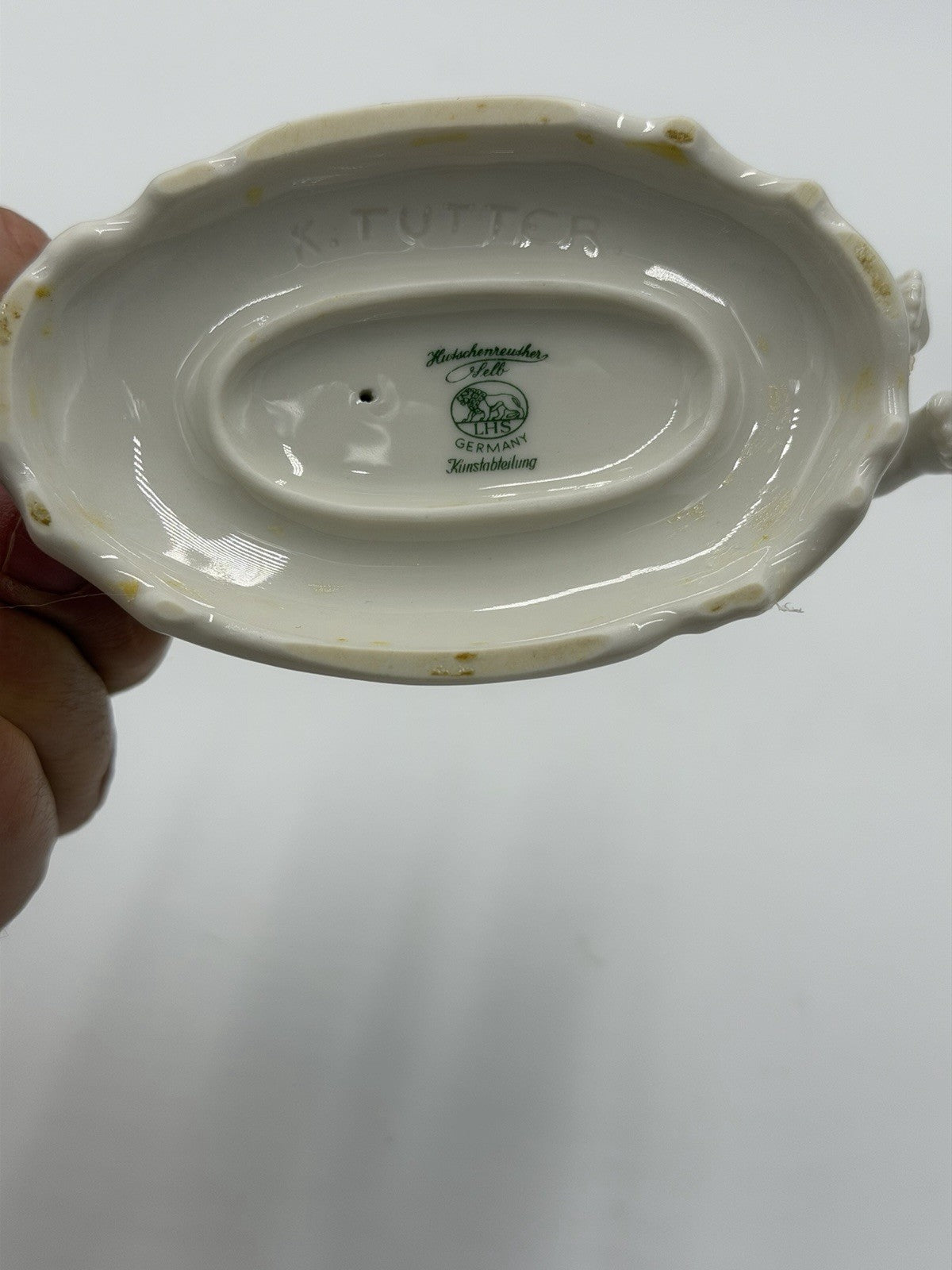 Hutschenreuther Kunstabteilung Putto w/Fawn German Porcelain Figurine Vtg 4”H