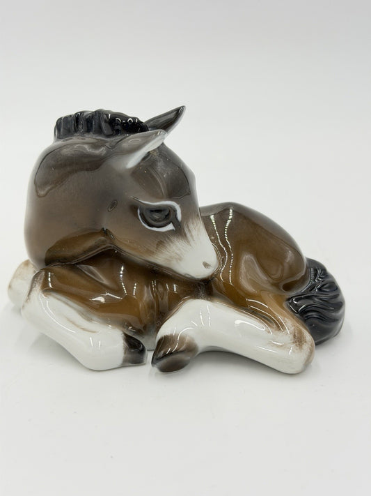 Rosenthal Porcelain Germany Lying foal Brown Klinger Horse Figurine 1952