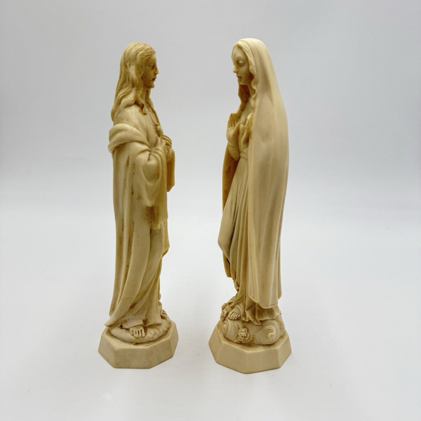 Bianchi Italy G. Ruggeri statue alabaster sacred heart Of Jesus & Mary Sculpture