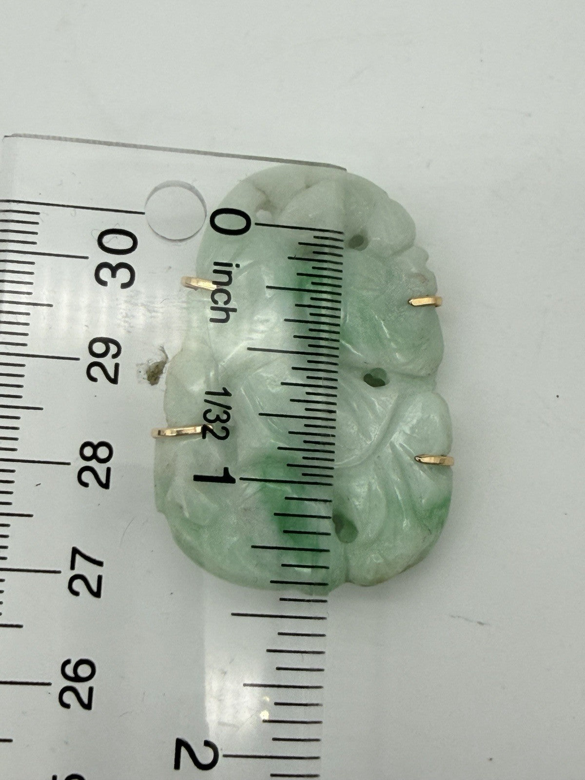 Antique Chinese 14K Yellow Gold Jadeite Jade Pin Brooch Natural Jade