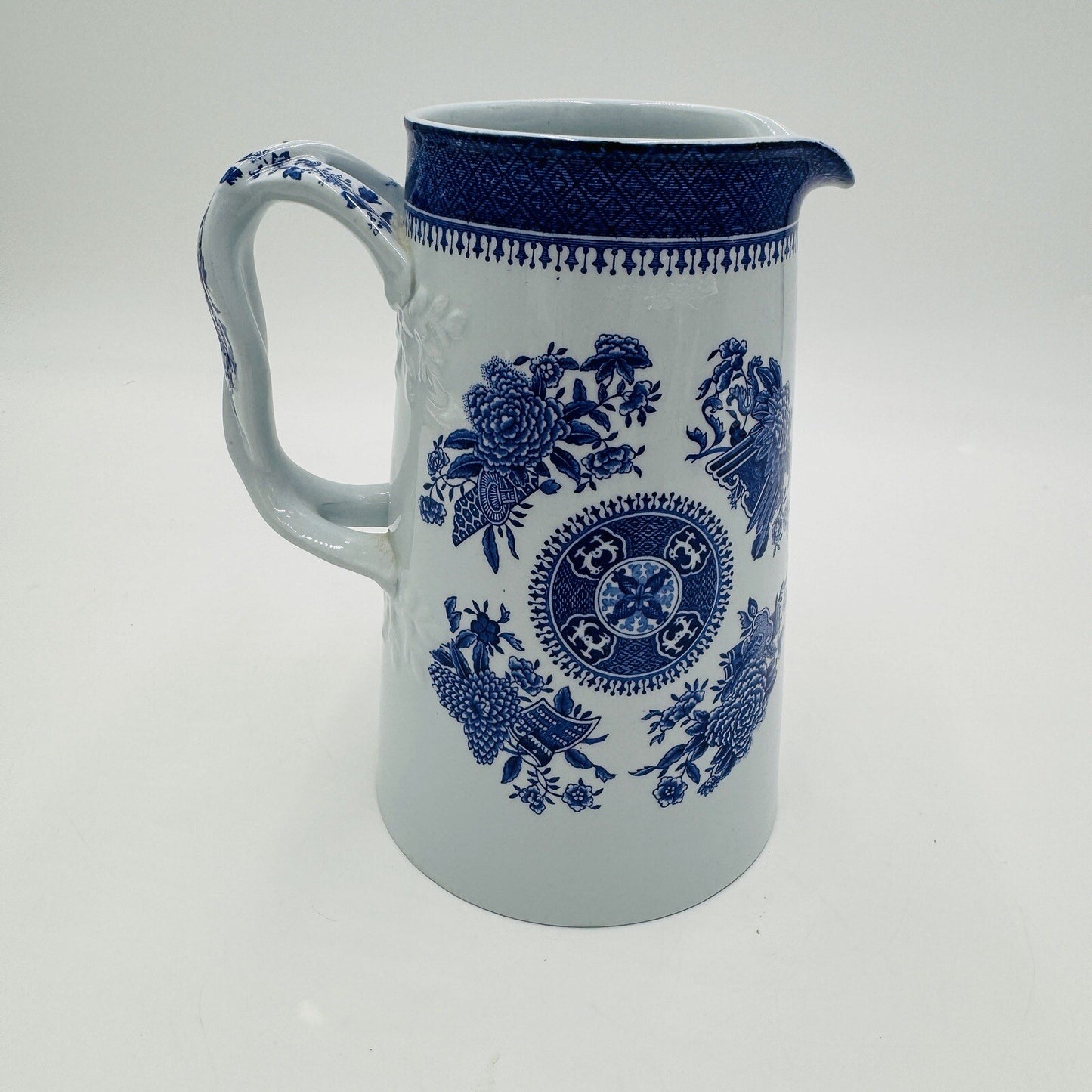 Spode Copeland Fitzhugh Blue Pitcher Milk Jug England Fine Stone 6 1/2in