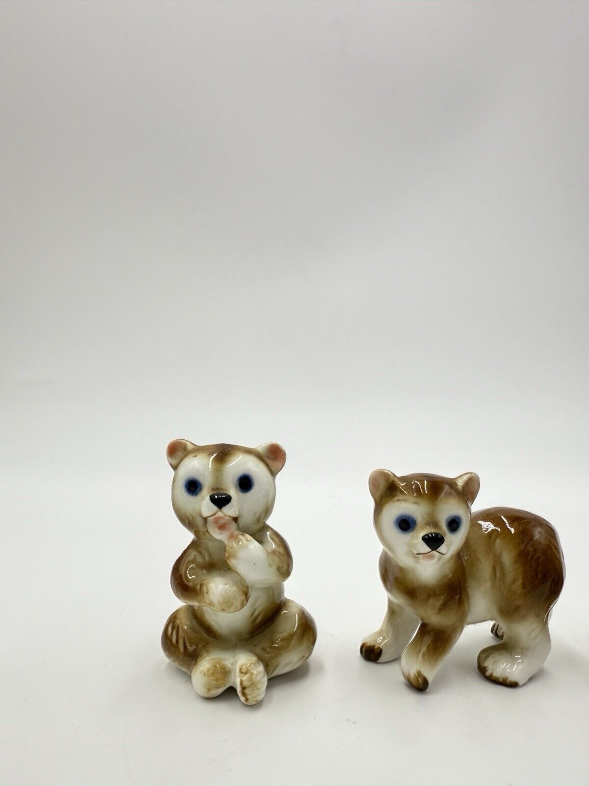 Vintage Japan Bone China Cubs Bear Set Porcelain Figurines Miniature