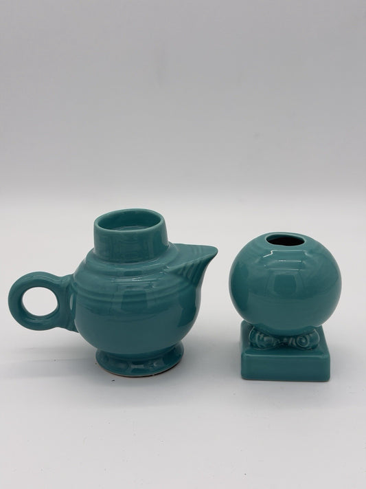 Fiestaware Turquoise Pottery Candleholders Set 2 PCs Fiesta USA