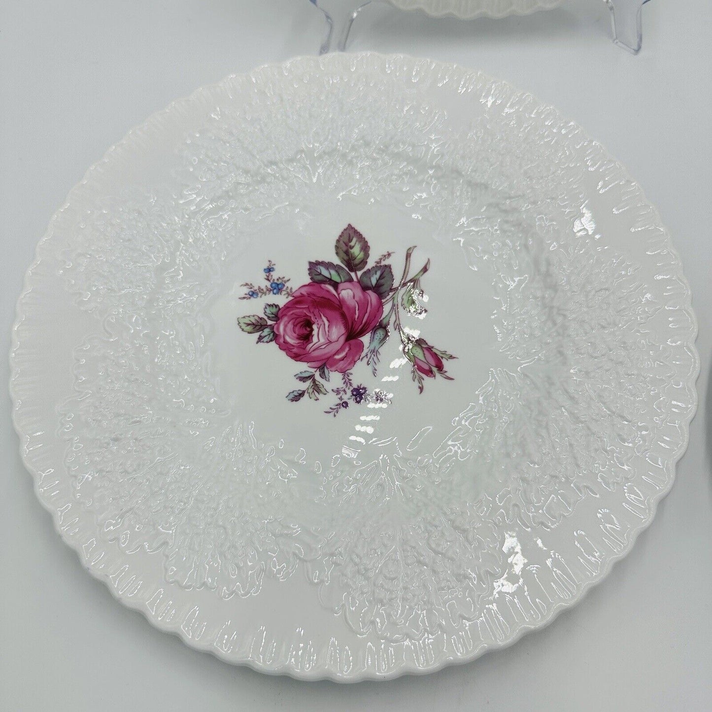 Spode Plates Brial Savoy Rose  Dinner 10in Y2862 4 Piece Set Vintage Serveware