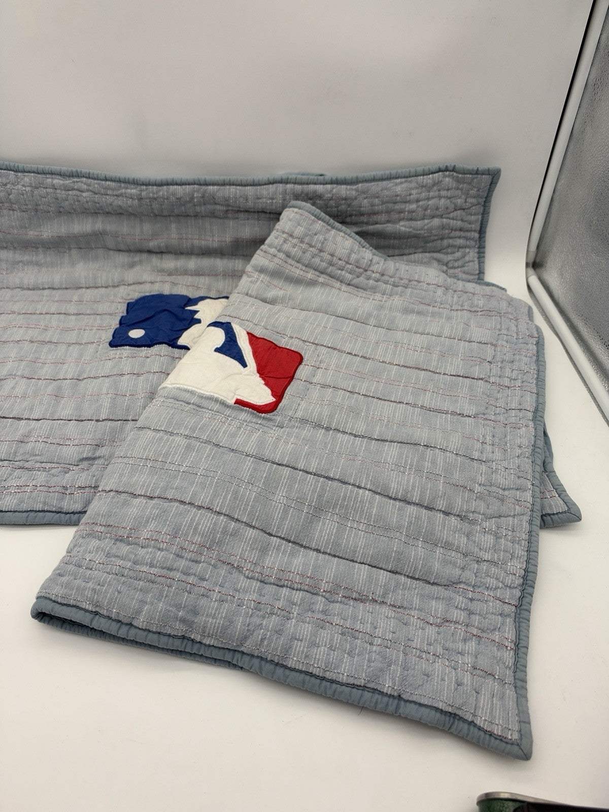 Pottery Barn Teen MLB standard Sham Set 2 Quilted Baseball Blue Limited Edition