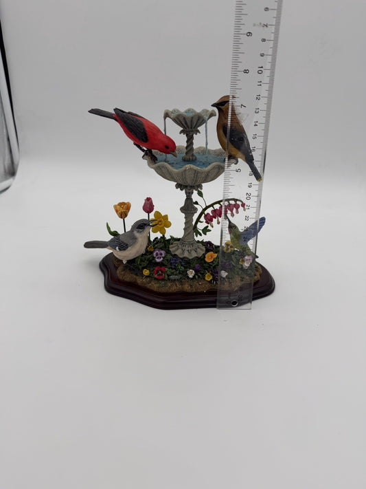 Danbury Mint Spring Gathering Bob Guge Bird Bath Painted Floral Season Figurine