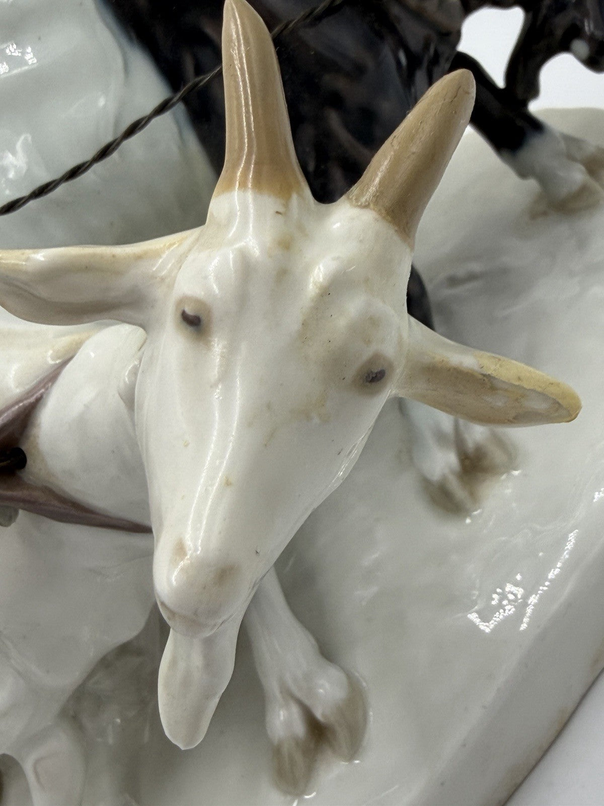 Meissen porcelain figure group Girl W/ Goats By Otto Pilz 1906 (Repaired) Large