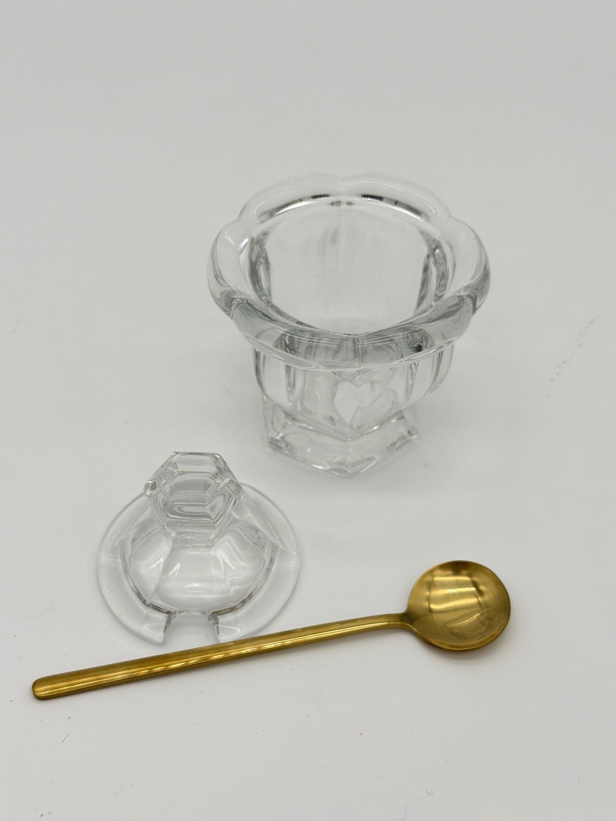 Baccarat France Crystal Harcourt Missouri Mustard/Jam Jar w/ Lid &Spoon Vtg