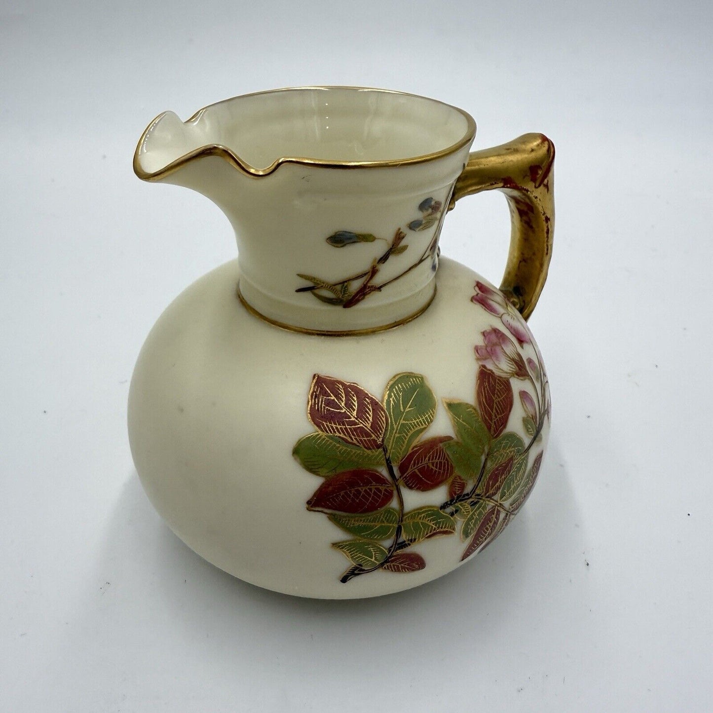 Antique Royal Worcester Porcelain Pitcher Hand Painted Floral #1376 England 4”