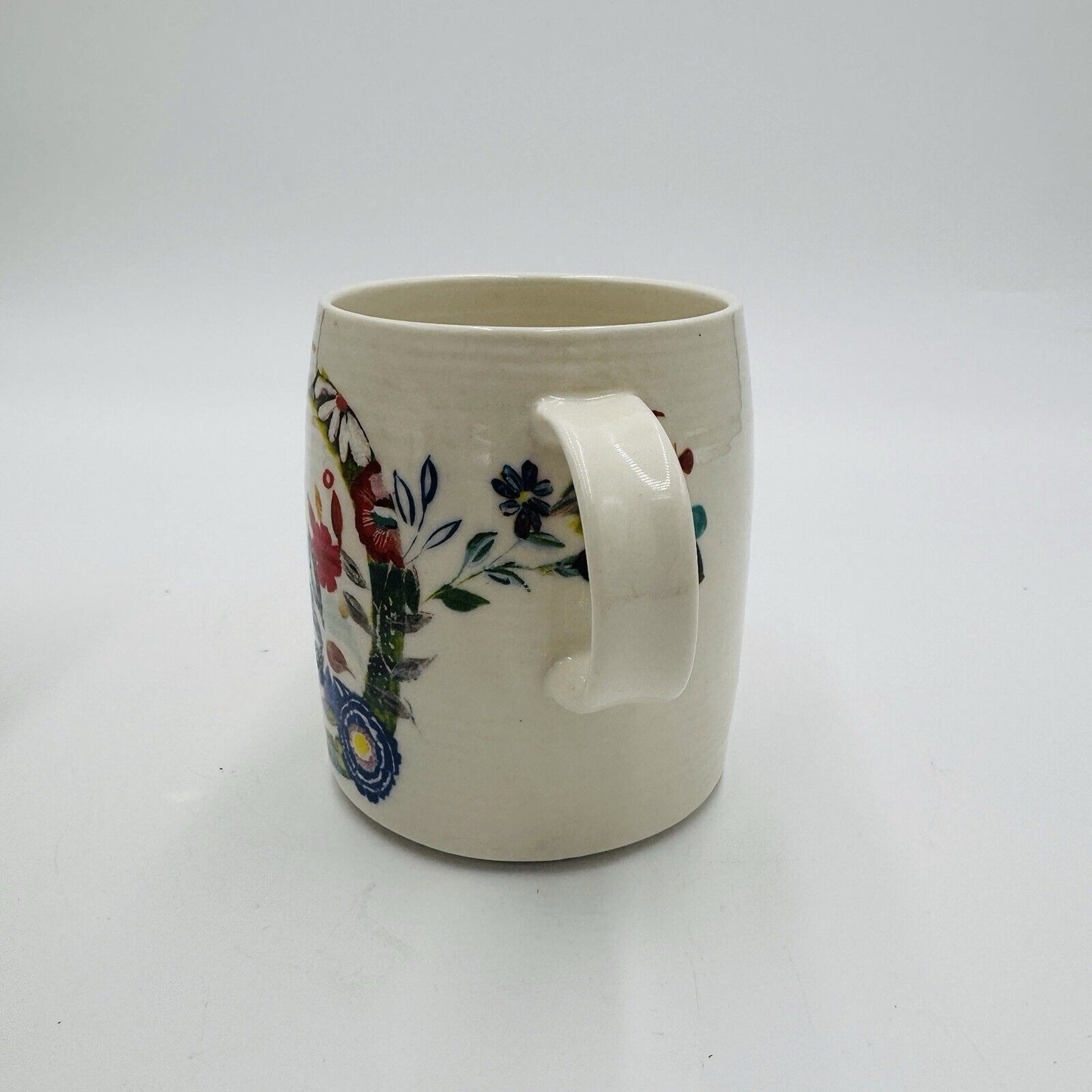 Anthropologie Starla Halfmann Monogram Letter D Floral Coffee Mug Ceramic