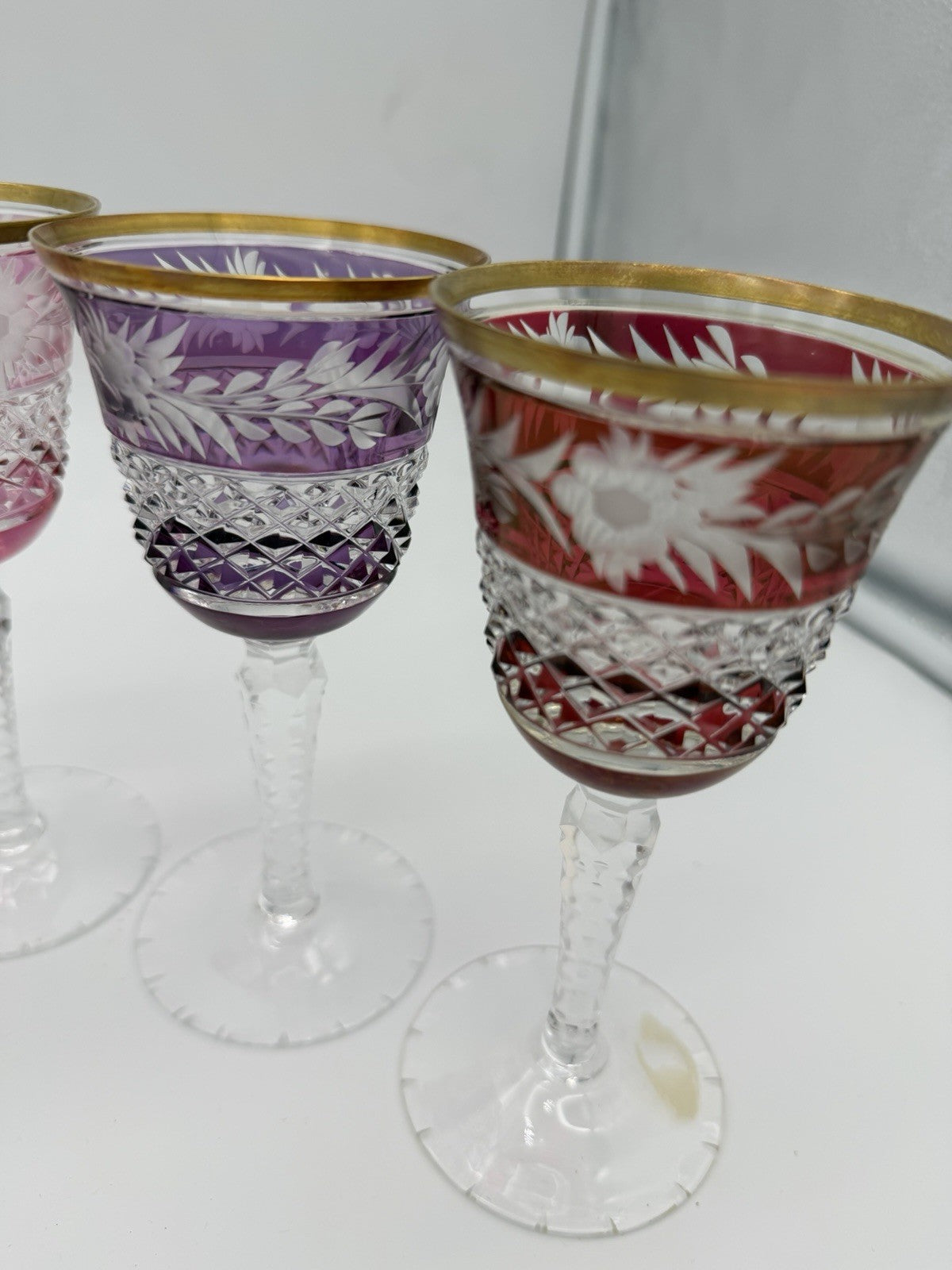 Ebeling & Reuss Marchioness 6”H Claret Wine Goblets Multicolor 6 PCs Crystal
