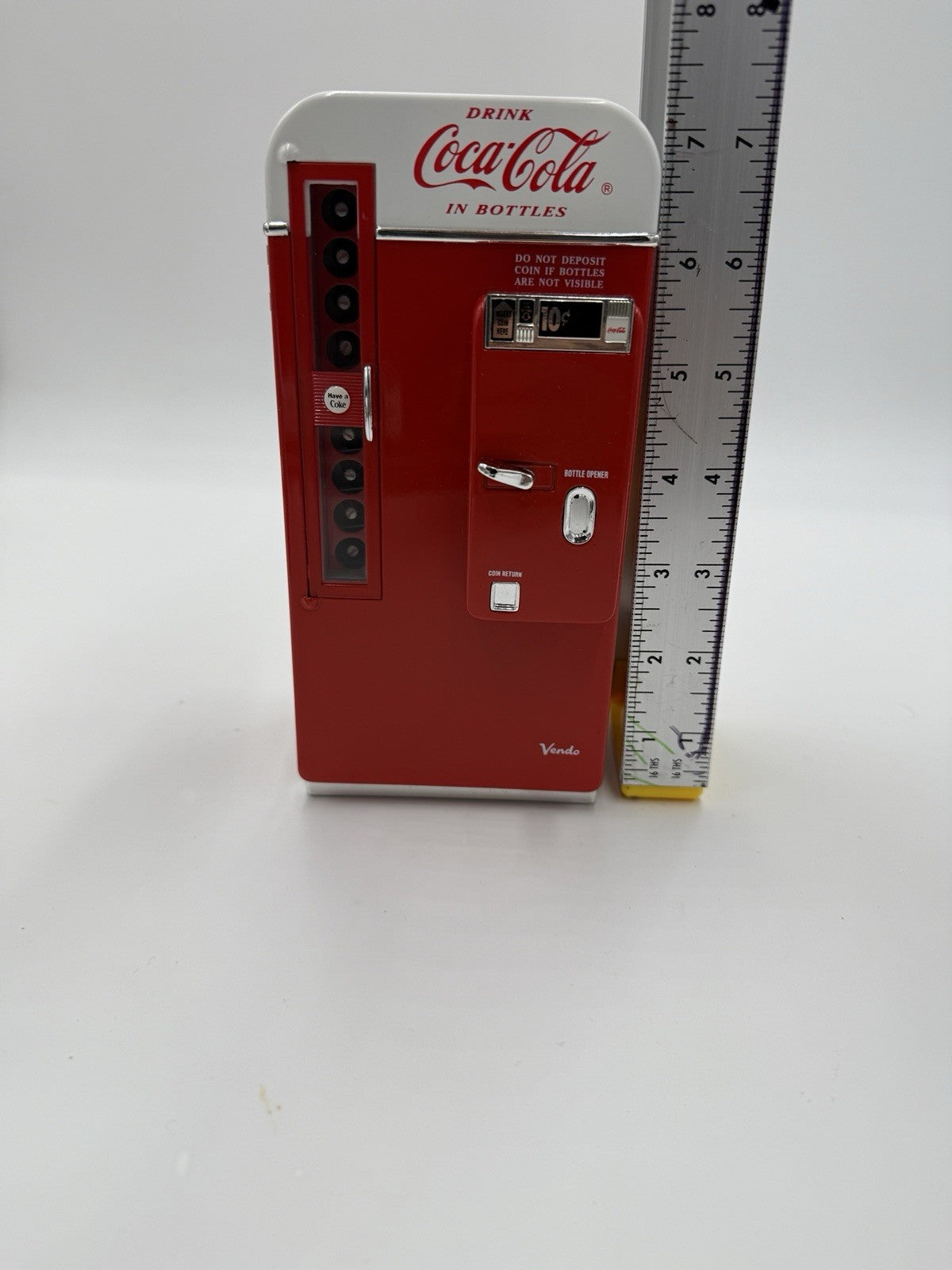 1994 Coca Cola Vendo Diecast Miniature Machine 7” Coin Bank Collectible Works