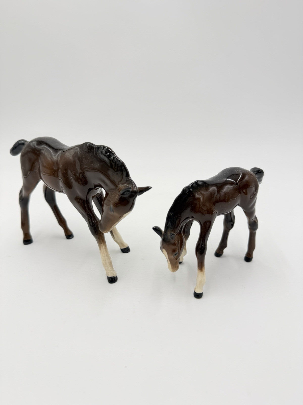 Beswick England Porcelain Painted Foal Horses Figurines 4”& 3” Glossy