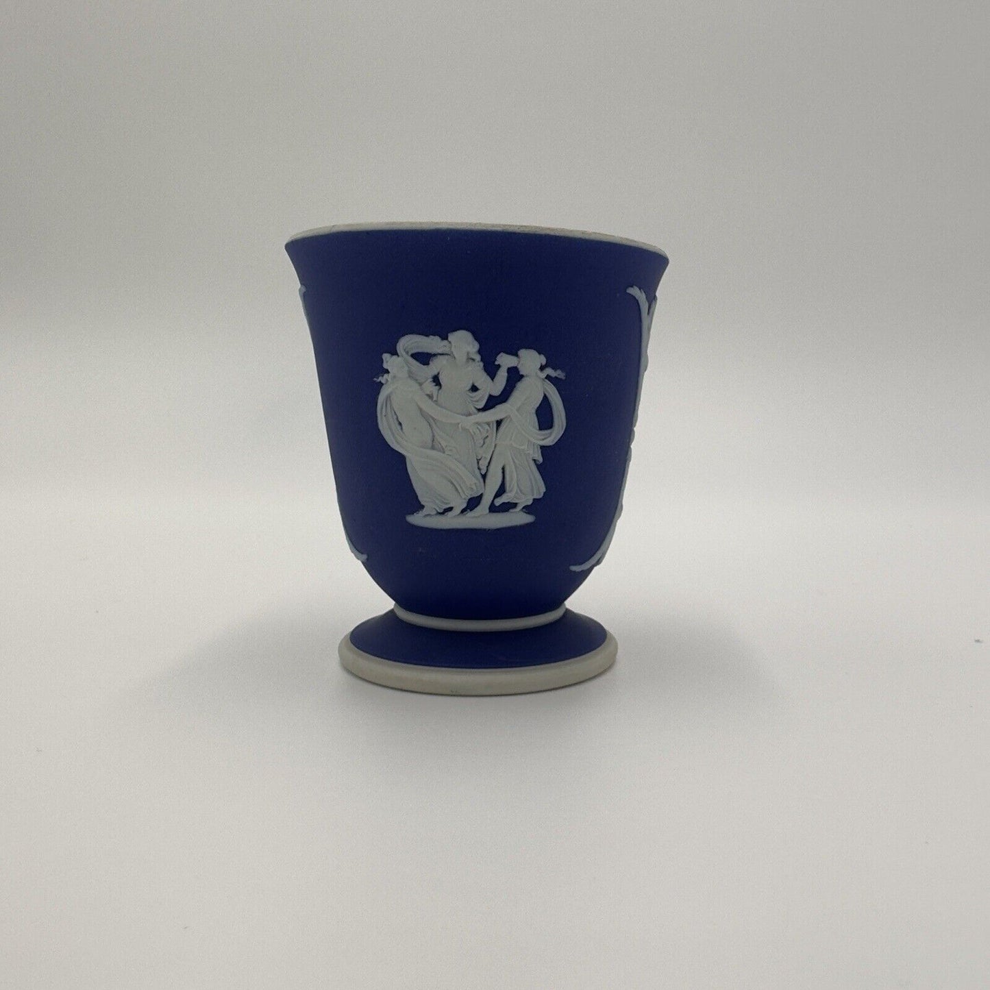 Wedgwood Vase Jasperware Cobalt Bud Goddess Angels England 3.25" Dark Blue