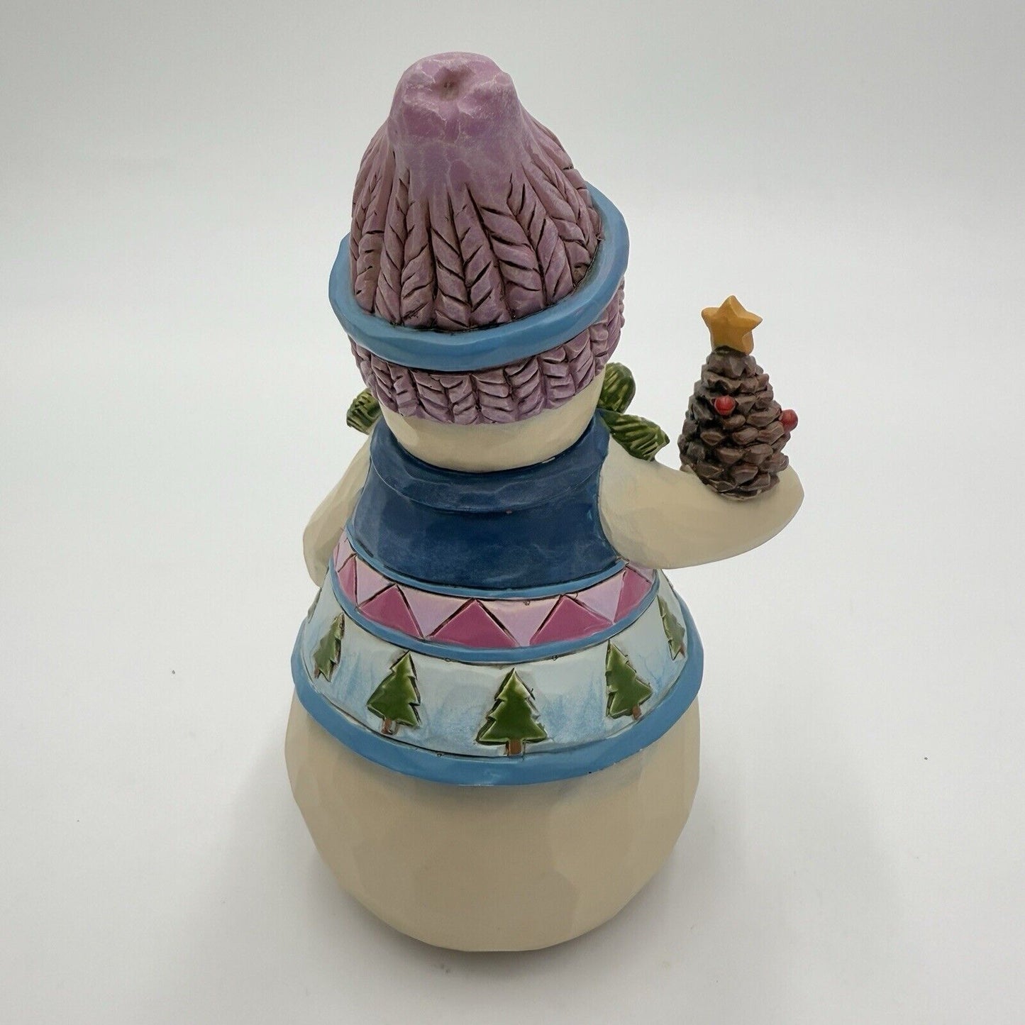 JIM SHORE Pinecones & Holly 4.75" Snowman Figurine Resin Christmas