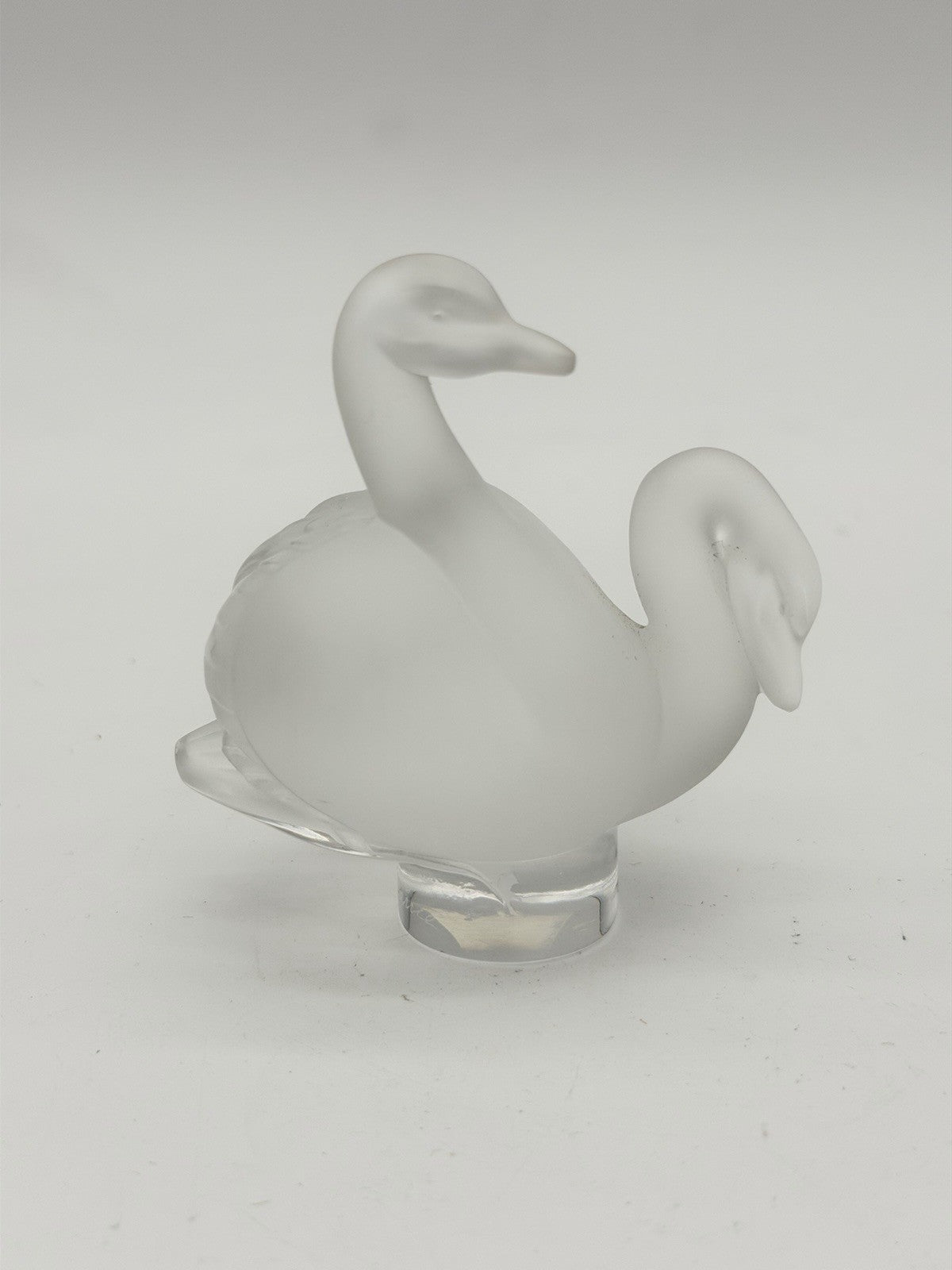 Lalique France Crystal Frosted Pair Of Swans 3” Figurine Signed Vintage French