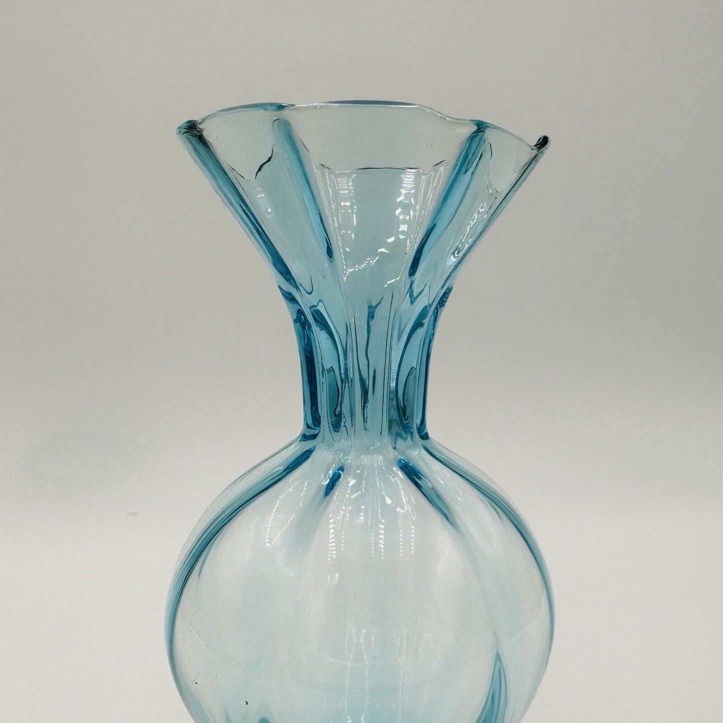 Bud Vase Napoleone Martinuzzi in the Manner of Blown Glass Blue Aqua Decor