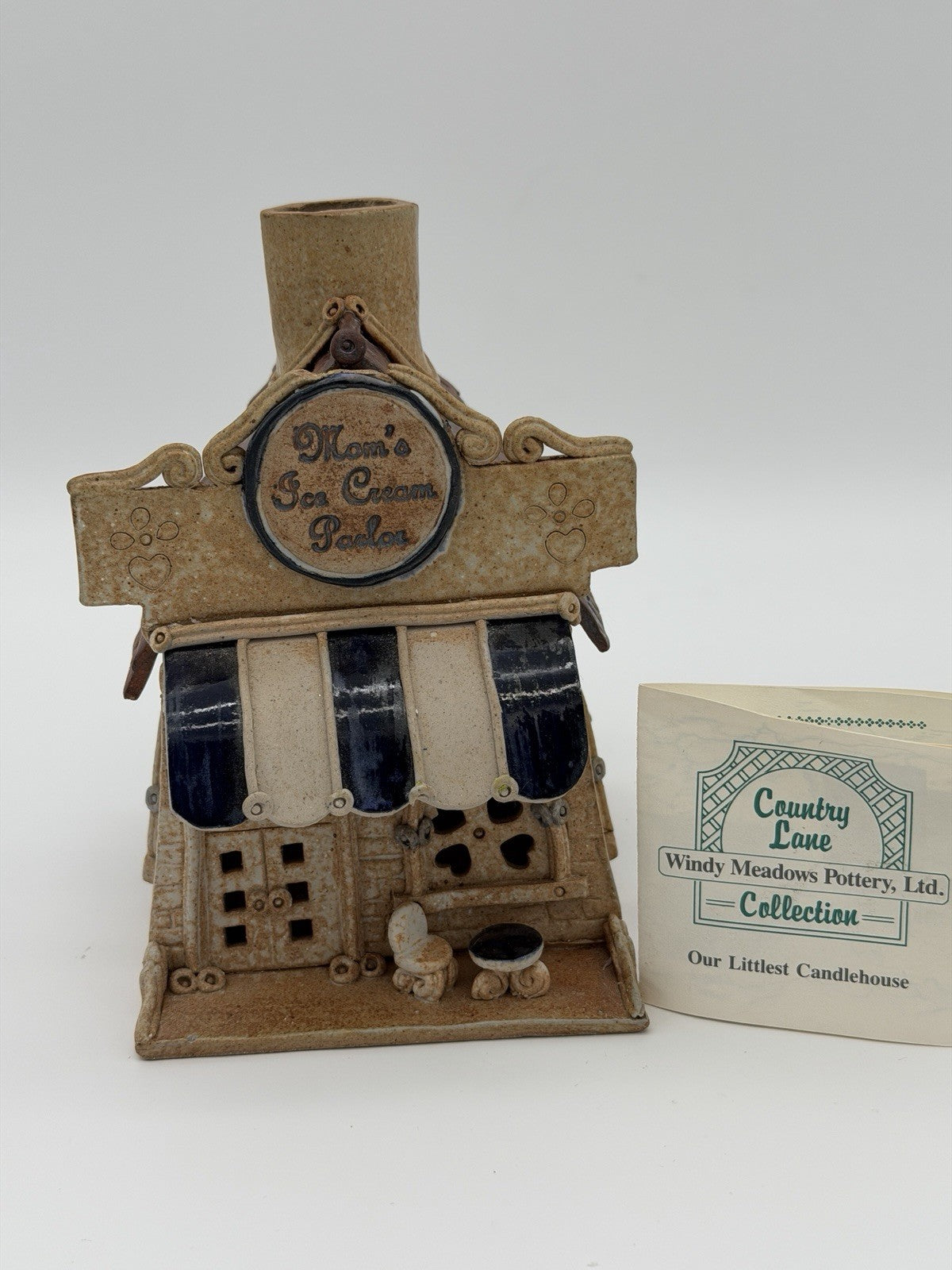 Windy Meadows Art Pottery Mom’s Ice Cream Parlor Cottage Candle Holder Vintage 7