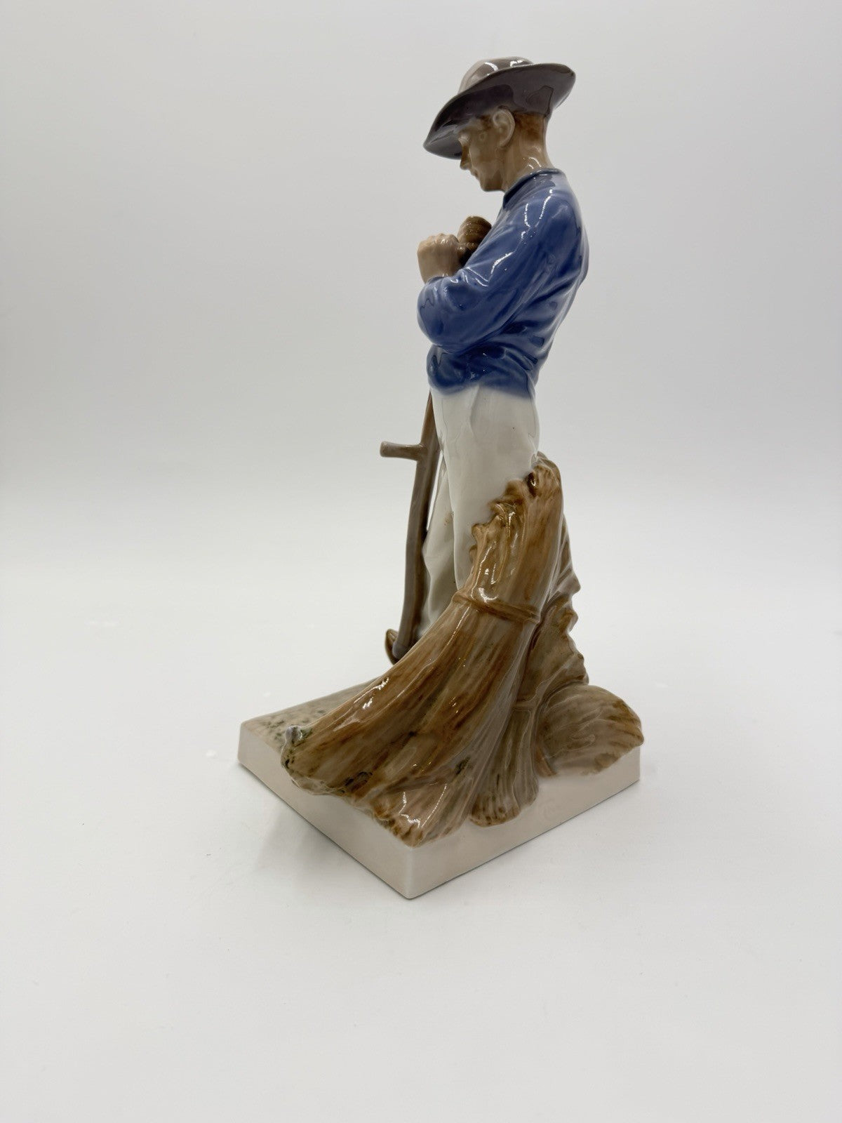 Royal Copenhagen Denmark Porcelain Man W/SCYTHE Figurine 10"H Harvesting