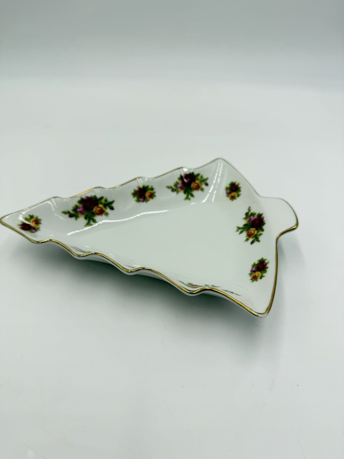 Royal Albert Old Country Roses Christmas Tree Shape Candy Dish Porcelain England