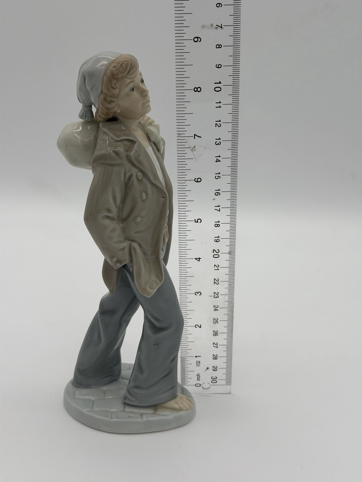 NAO by Lladro  Spain 9" Barefoot Boy With Knapsack Ship Boy Figurine