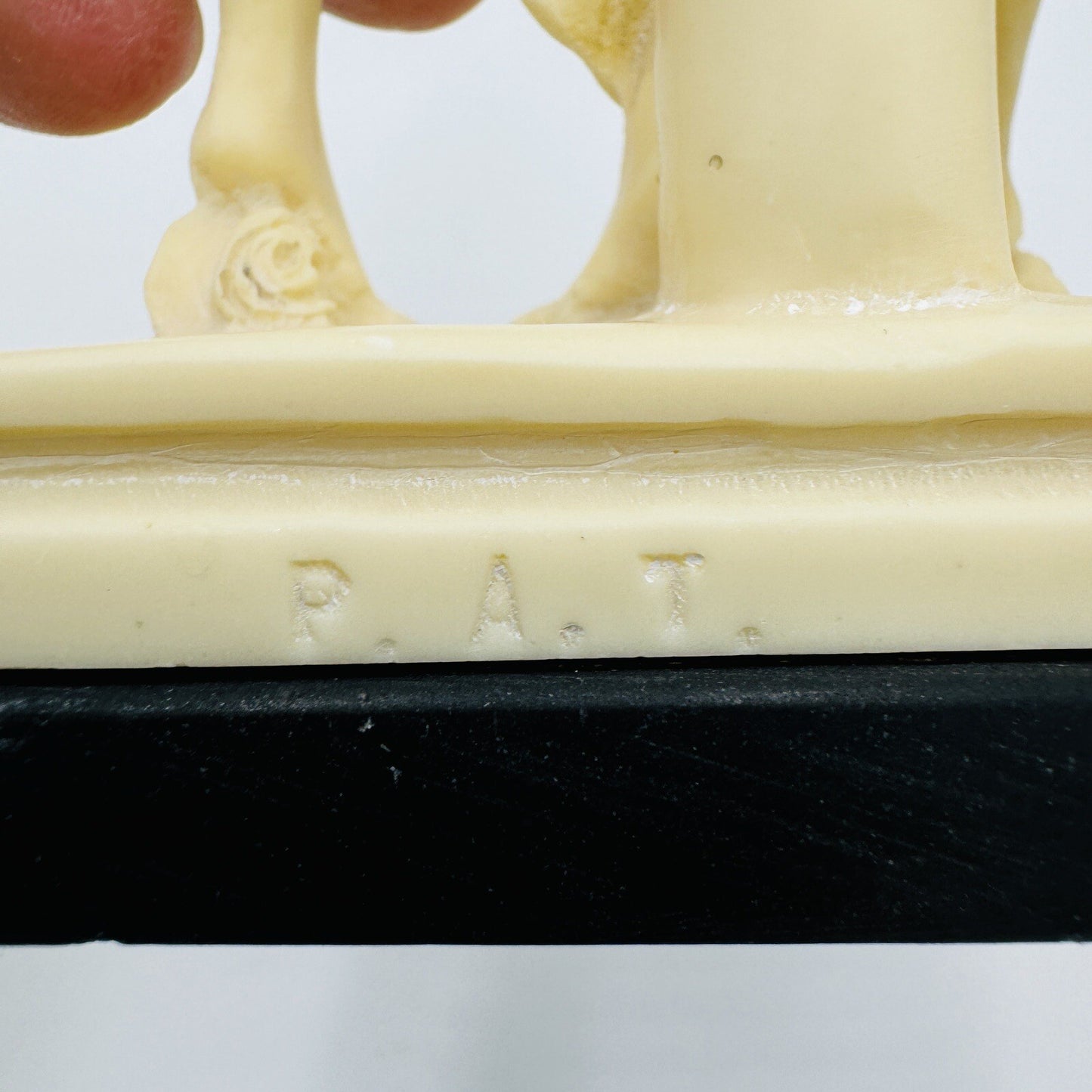 Signed P.A.T Italy Alabaster Three Graces Figurine  Marble Black Base Sculpture