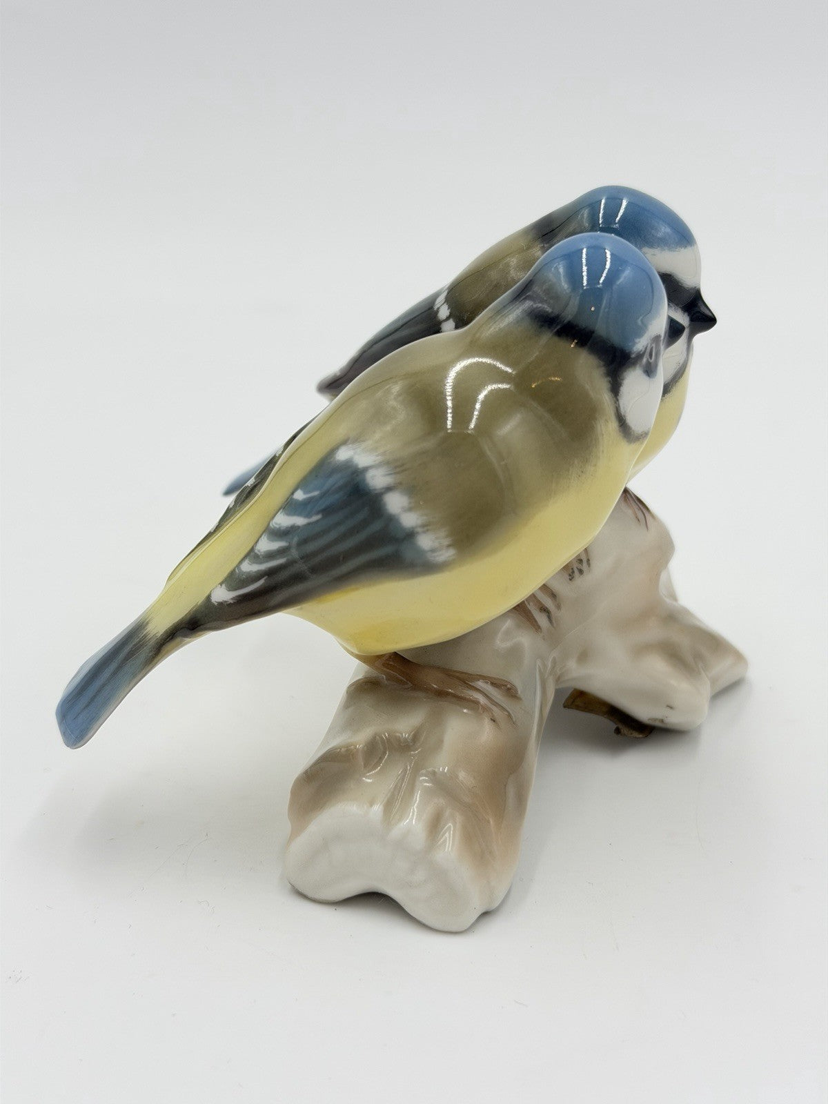 Hutschenreuther Germany Porcelain Blue Titmouse Birds Figurine 3.5”Vtg